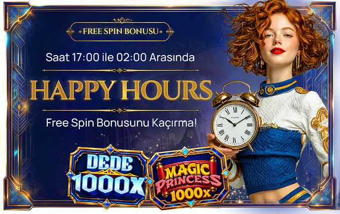 Happy Hours 17:00 - 02:00 Arası 250 veya 500 Freespin!